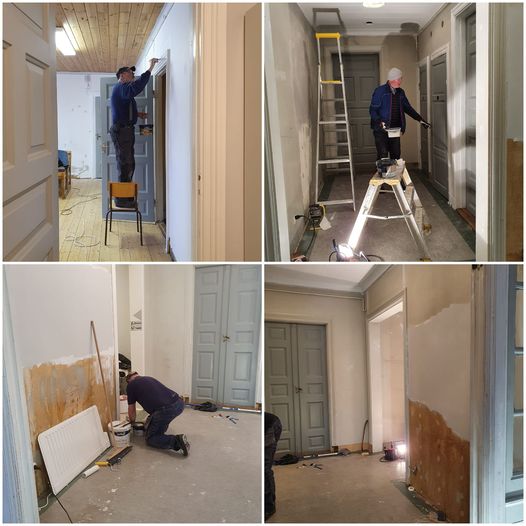 Flera bilder på hallens upprustning