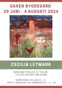 Affisch med information om att Cecilia Letmark ställer ut tavlor