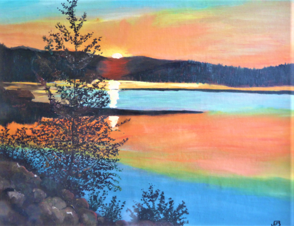 Elvy Blåder. Solnedgång.